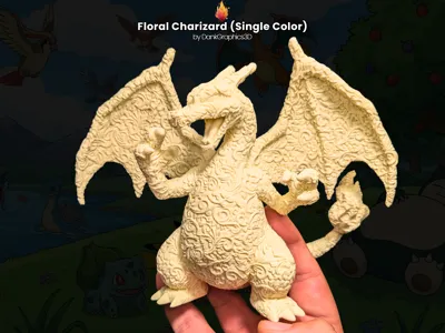 Floral Textured Charizard Figure (Single Color)