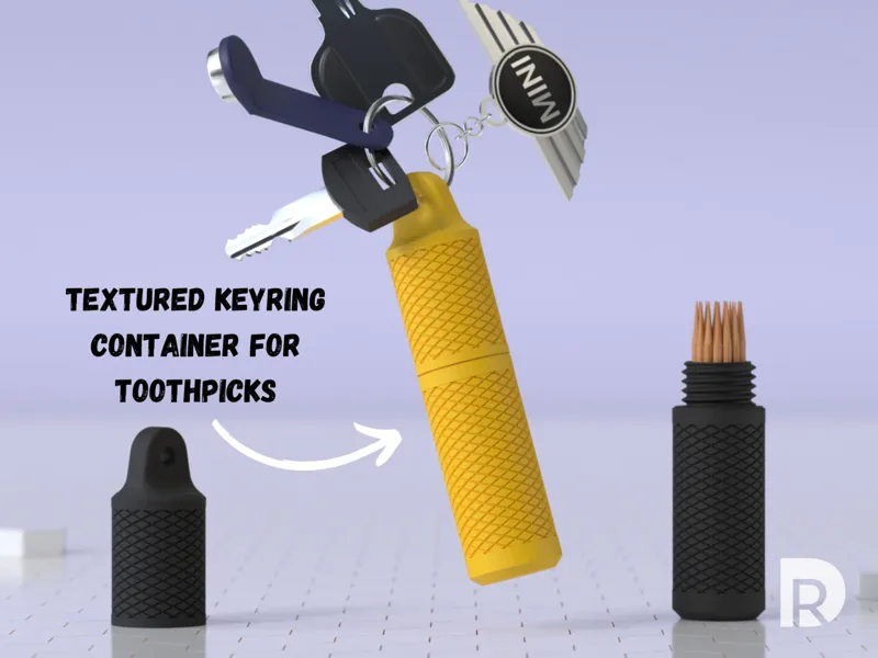 Container for Keychain, fits toothpicks/Pills/etc.