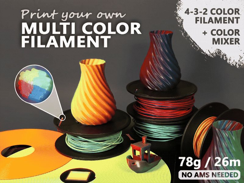Multi Color Filament - 80g 4/3/2-Colors and Mixer