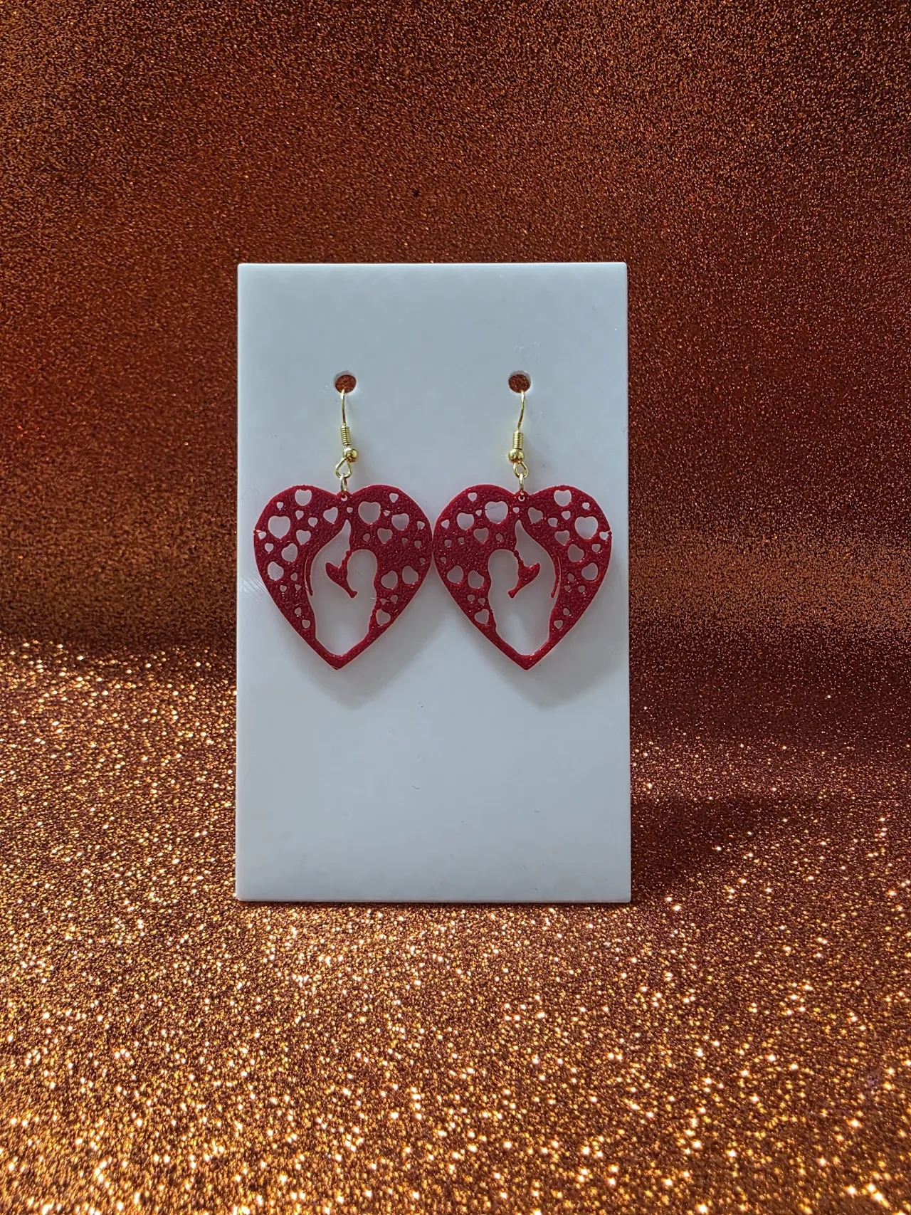 Mother heart earrings view 2