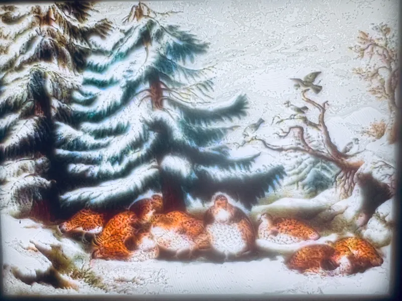 "Snowed Up" Currier & Ives Color Lithophane