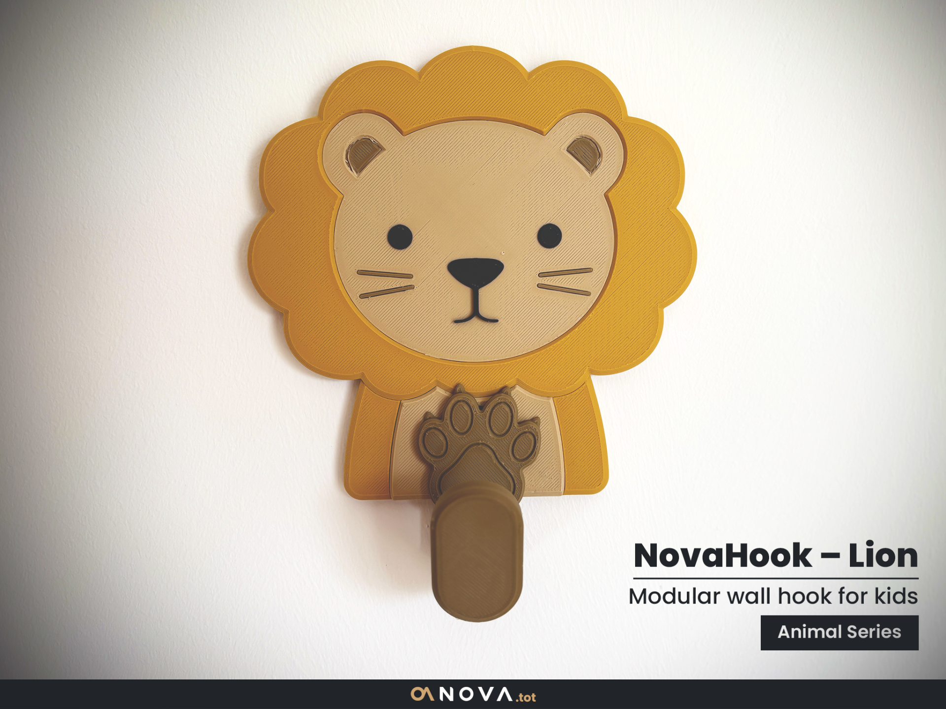 Modular Lion Wall Hook for Kids - Animal Coat Hook