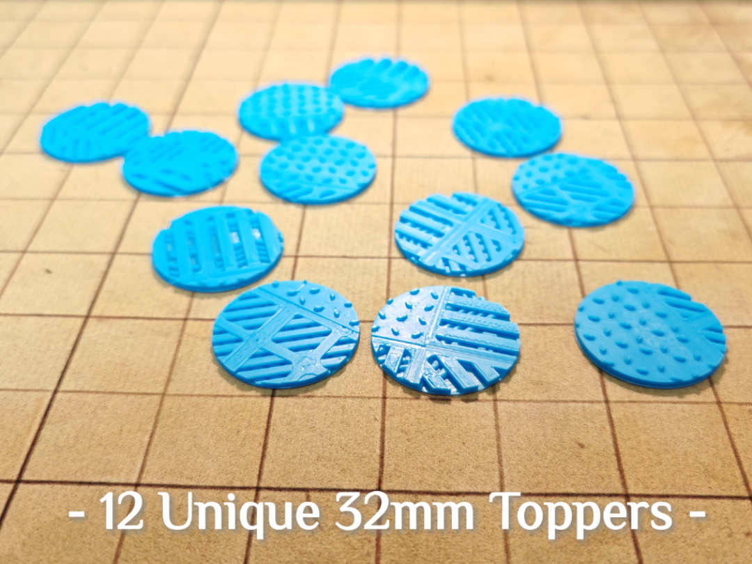 12x 32mm Tech / Industrial Base Topper - 40K / DnD