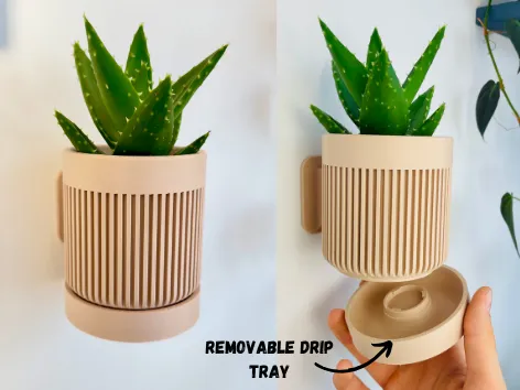 Modern wall planter with hidden drip tray