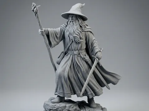 Figura decorativa: Gandalf the Grey Wizard LOTR Statue Figurine — referencia de MakerWorld