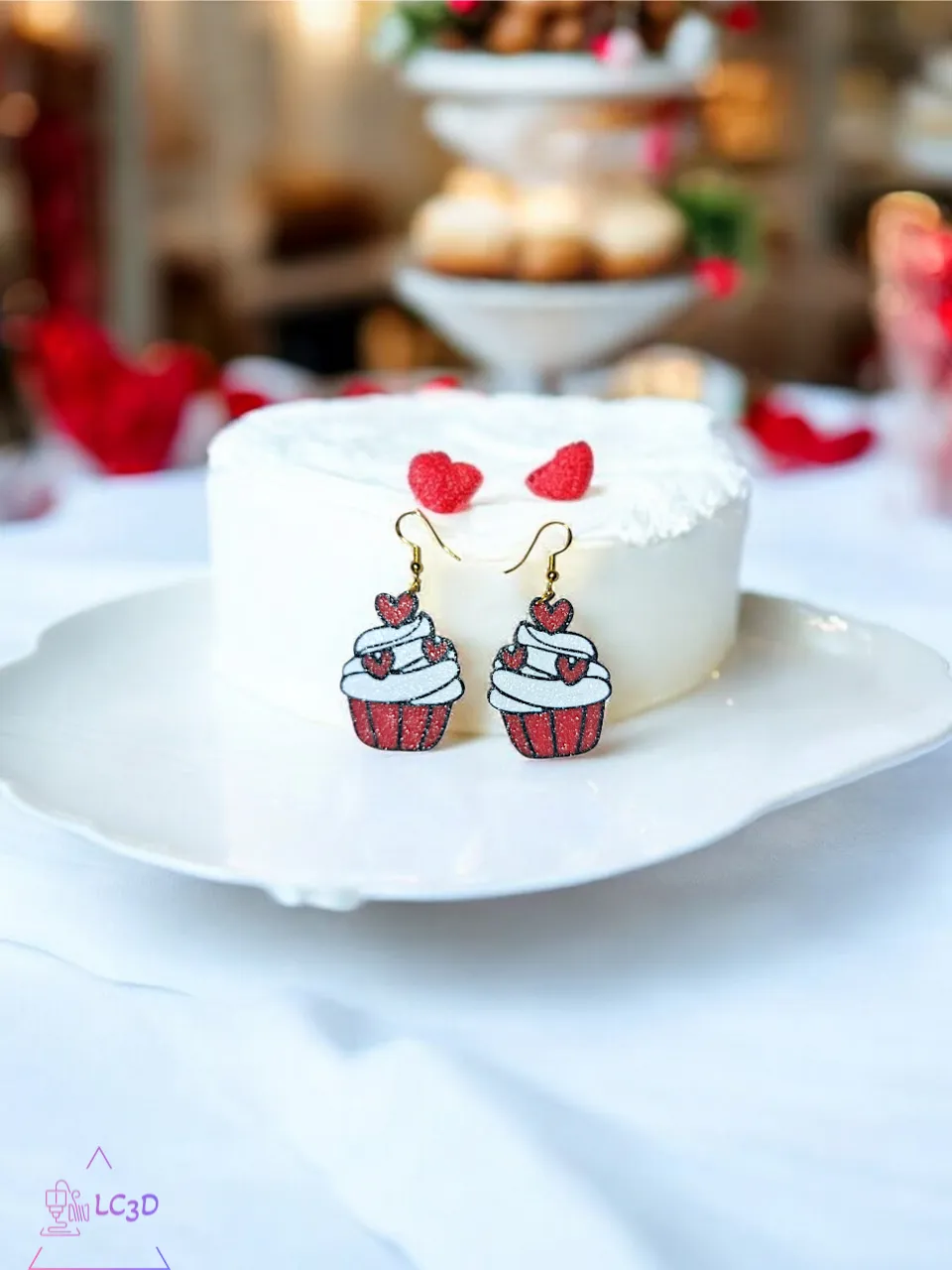 Valentine's day cupcake earrings view 4