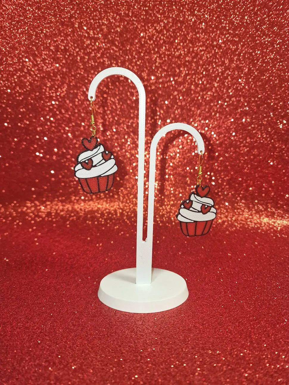 Valentine's day cupcake earrings view 3