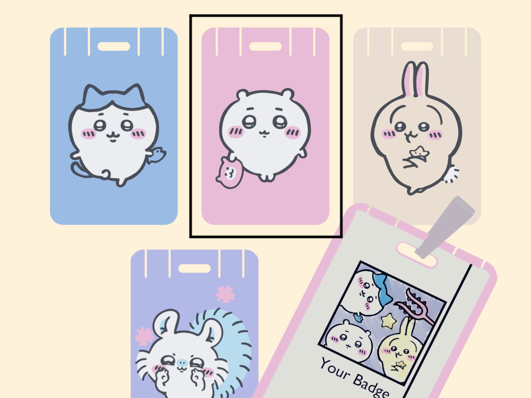 Small and cute little critter PINK badge holder 