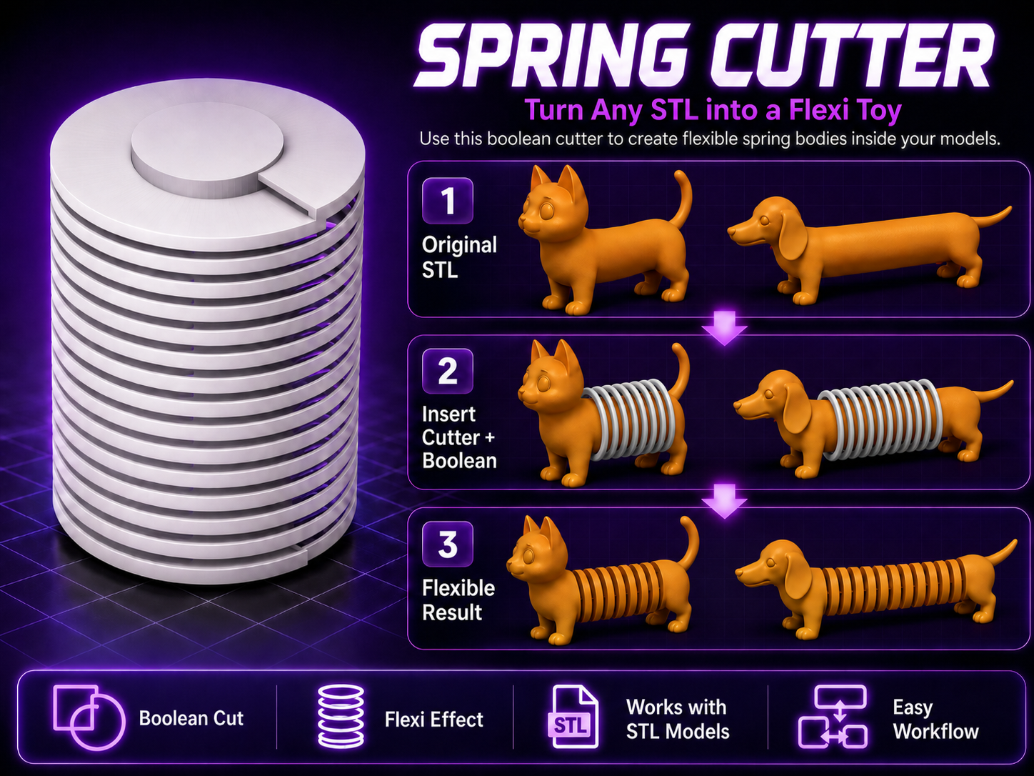 Flexi Spring Cutter – Turn Any STL Flexi