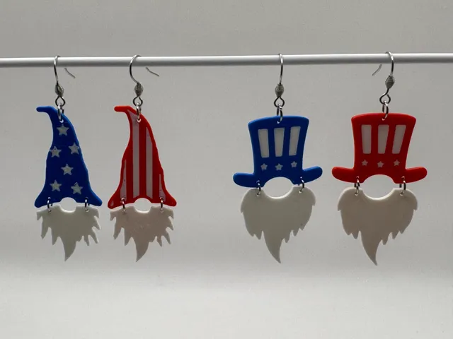 4th of July Gnome Earrings