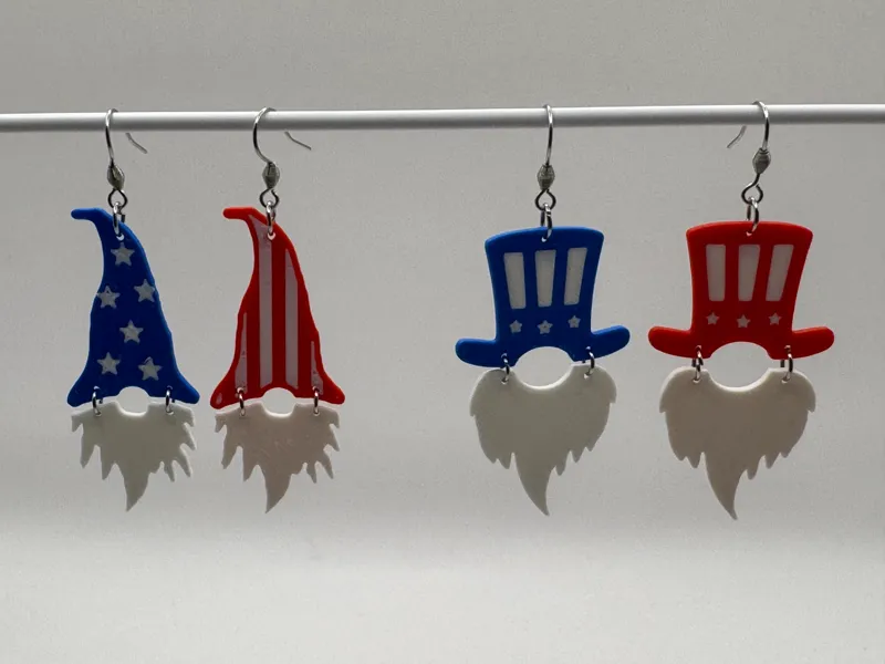 4th of July Gnome Earrings