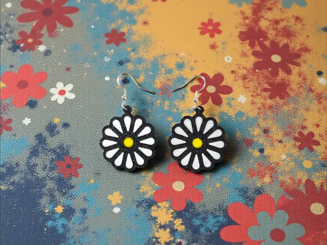 Round daisy earrings
