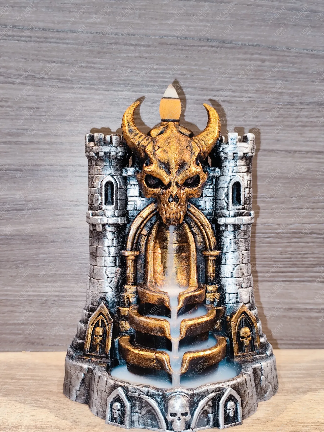 Demon Skull Castle Backflow Incense Burner view 4