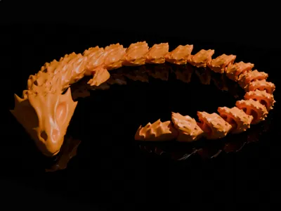 Articulating Print in Place Flame Dragon