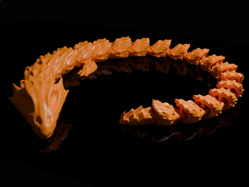 Articulating Print in Place Flame Dragon