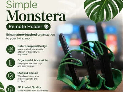 Simple Monstera Remote Holder
