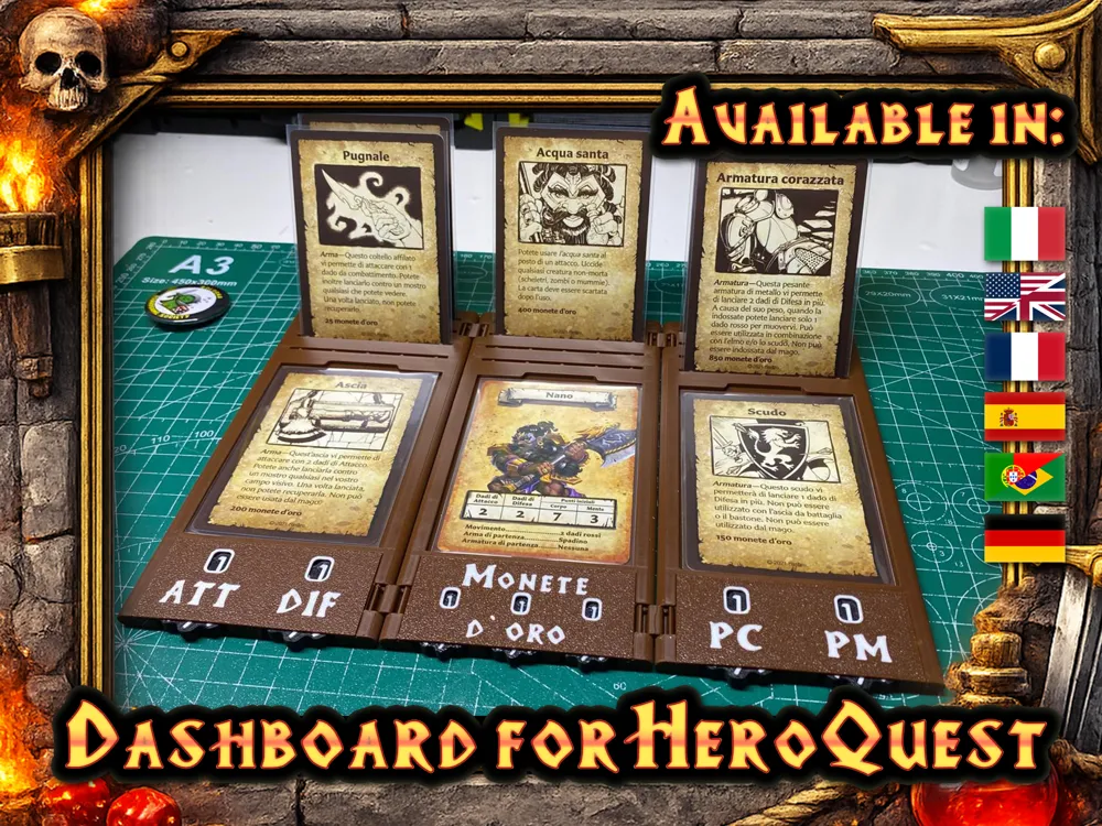 Pack De 4 Tableros De Héroes Para HeroQuest (2021) – Organizador De Cartas De Plástico Impreso En 3D En Alemania