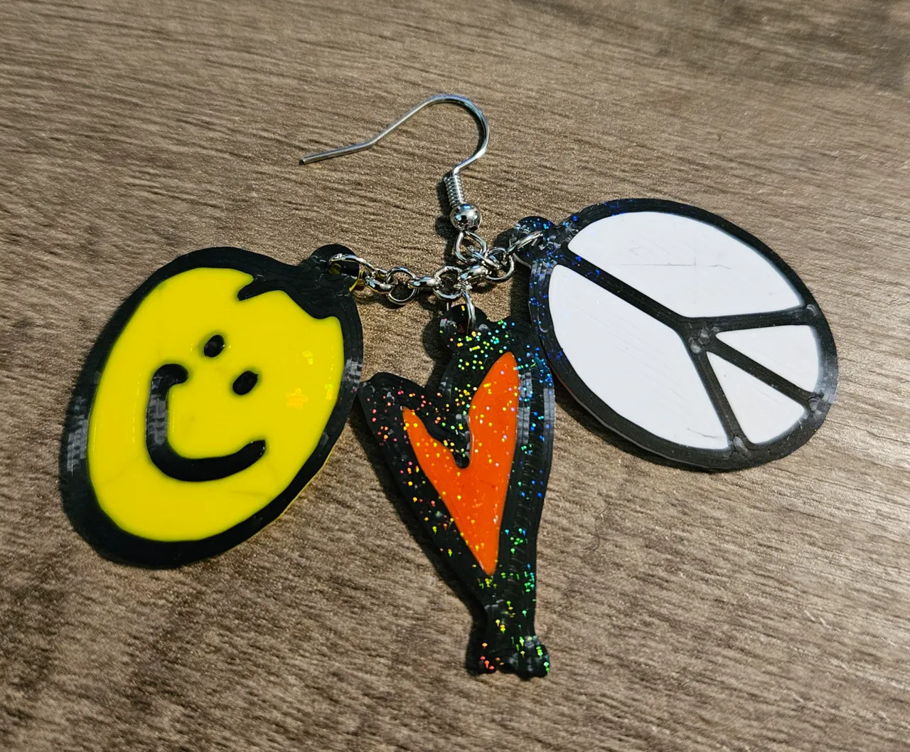 PEACE....LOVE....HAPPINESS earrings view 2