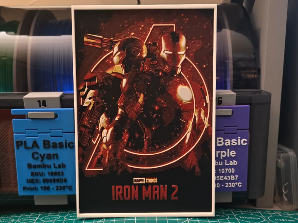 Iron Man 2 Movie Poster - Hueforge Art - Free 3D Print Model - MakerWorld