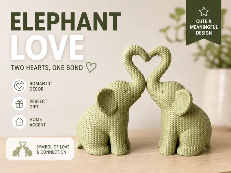 knitted Heart Elephant Duo 