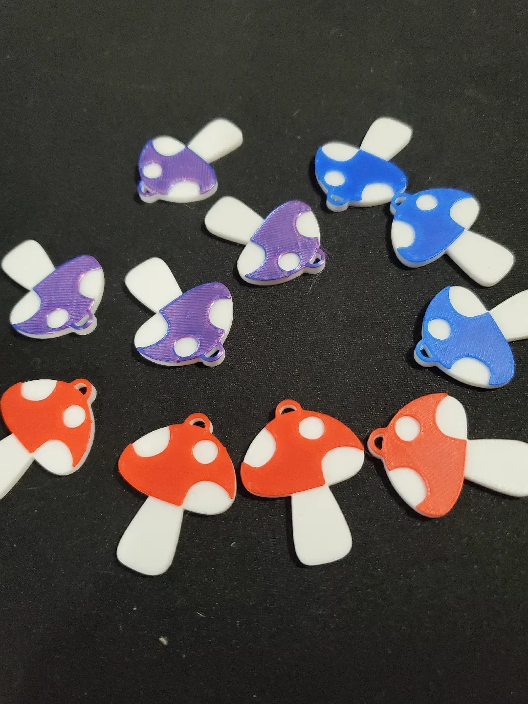 Mushroom Earrings - Simple, layered view 3