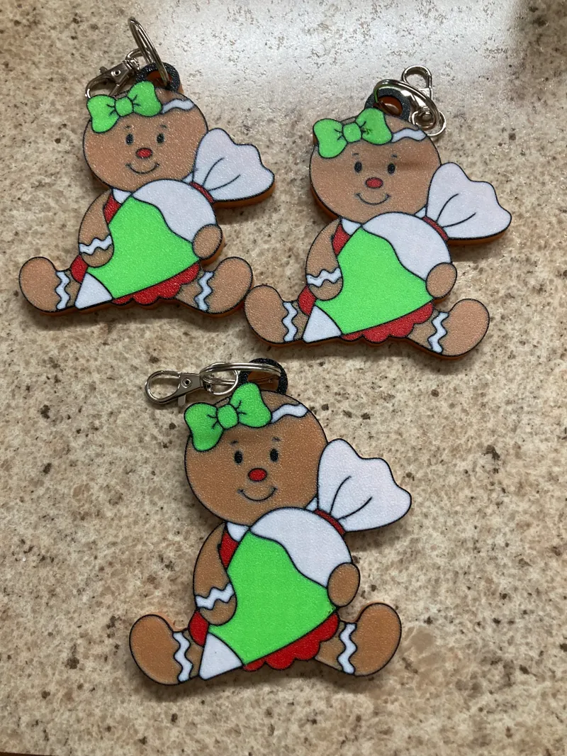 Decorator gingerbread girl keychain or ornament