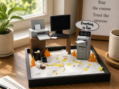 Corporate Dumpster Fire Zen Garden (Everything i