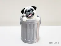 Pug in Trash Can
