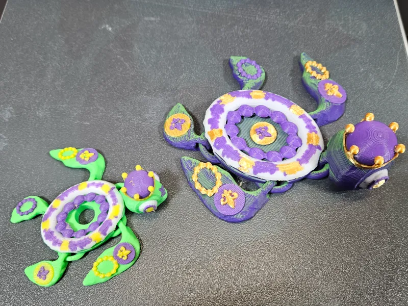 Mardi Gras Turtle flexi and straw topper