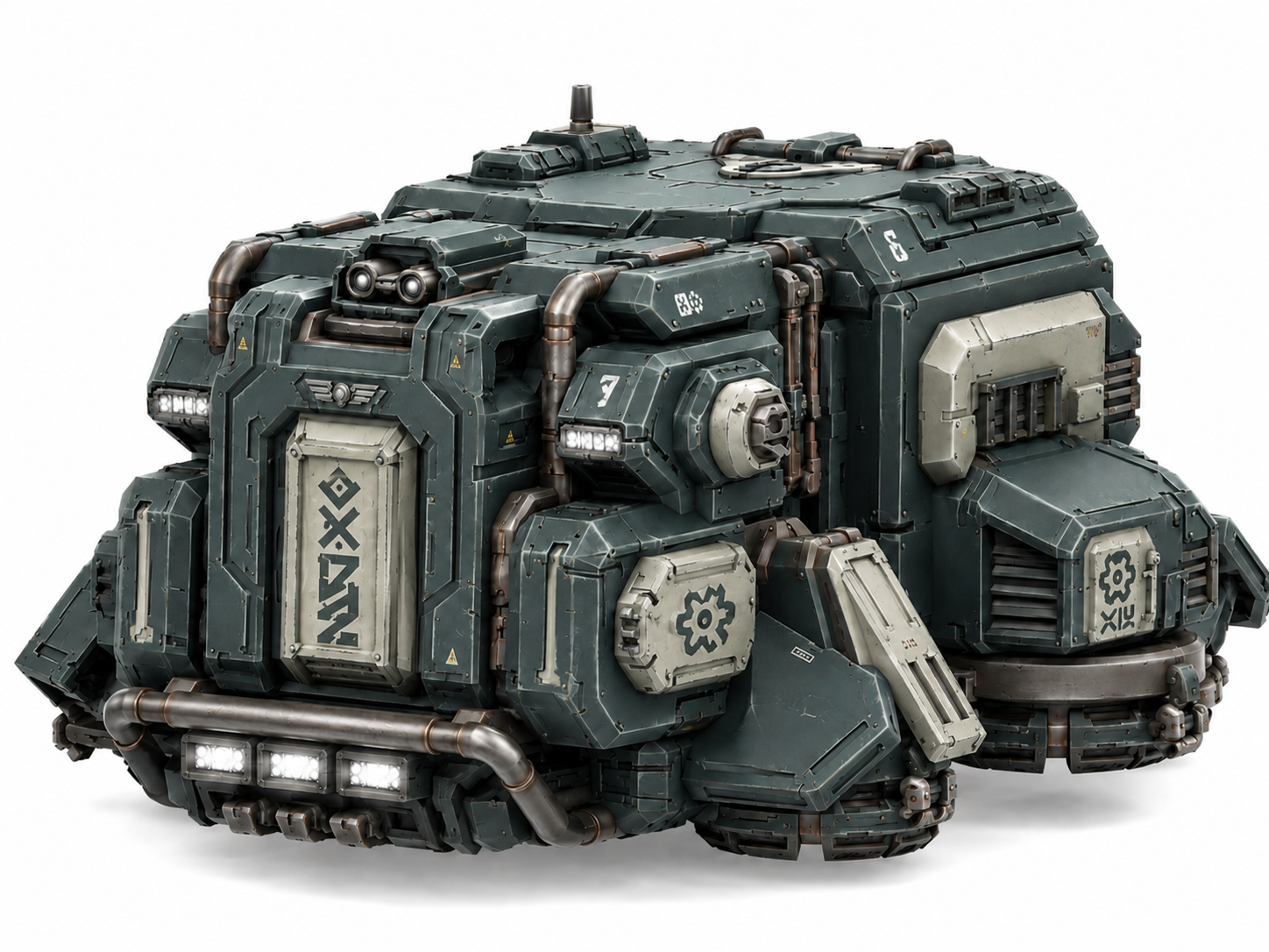 Grimdark Space Dwarf Cargo Hauler - Sci-Fi Vehicle