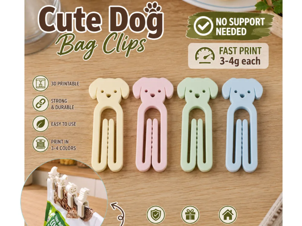 Clip o pieza de sujeción: Dog Puppy Cute Animal Bag Clips – Paper Clip Fast. Referencia del modelo original.