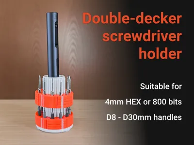 Double-decker screwdriver base with bits holder
