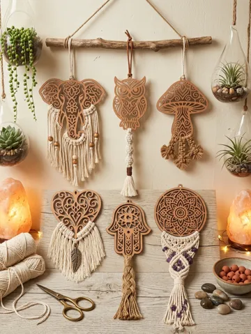 Modelo para impresión 3D: Boho Style Deko-Anhänger Set (Makramee Ready) — vista de referencia 2
