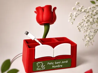 Sant Jordi Phone Stand with Hole & Desk Organizer