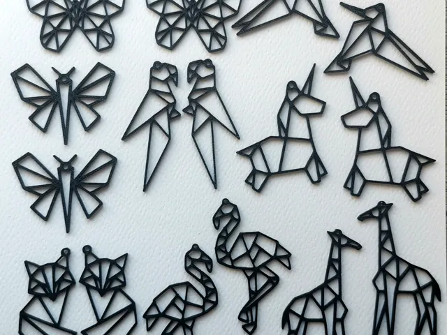 Origami Animal Earring Jewelry Keychain Cute Zoo