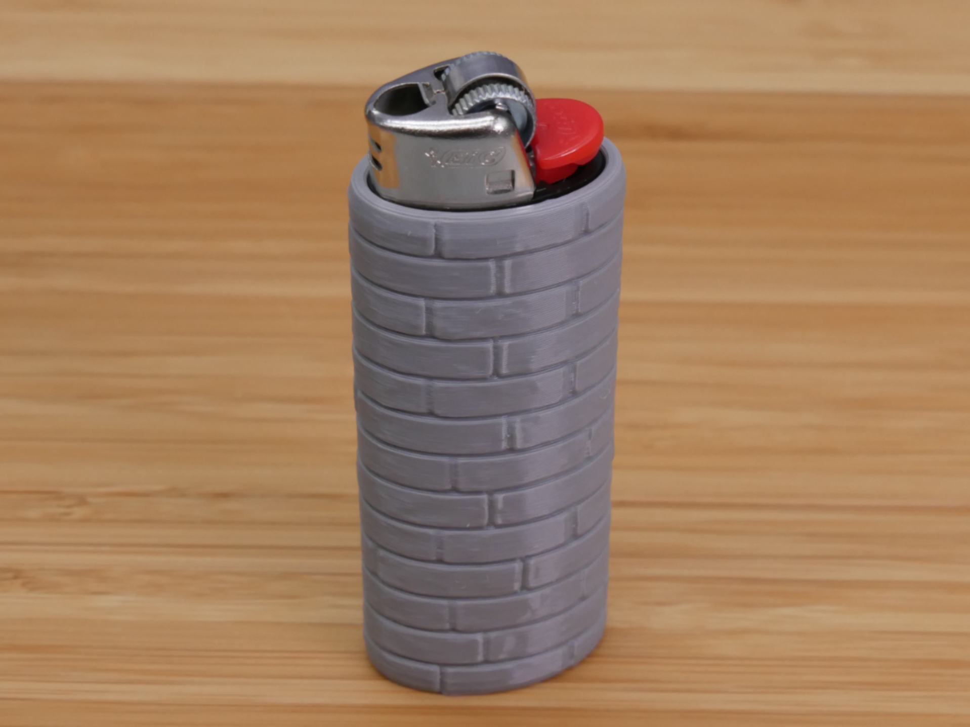 Brick Pattern Grip Click Bic Lighter Sleeve
