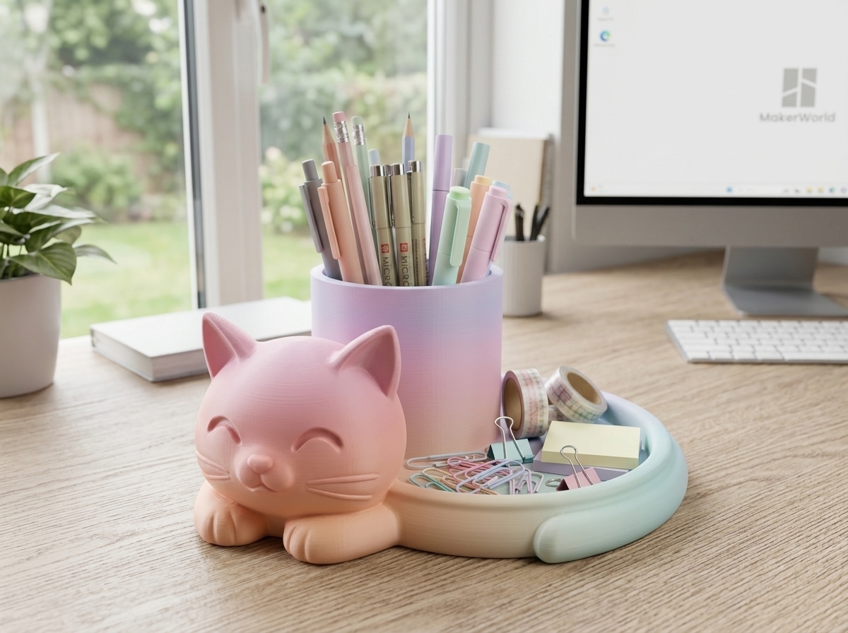 Miniatura 3 do modelo 3D Smiling Cat Organizer – 4 Versions