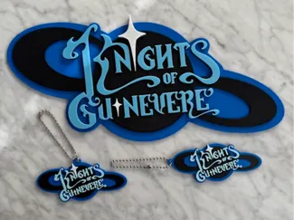 Knights of Guinevere sign, keychain, & stand