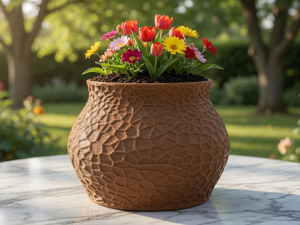 Cracked Geometric Flower Pot