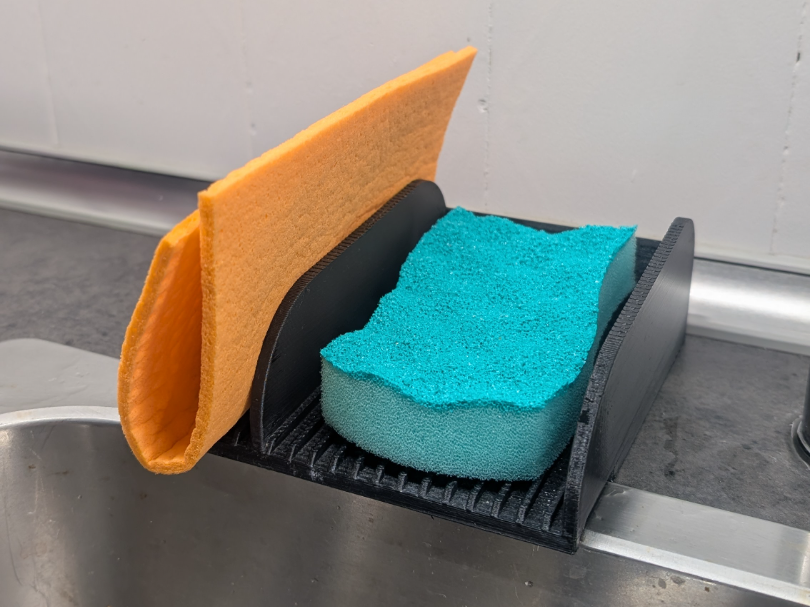 Universal Overhang Sponge Holder with Drip Tray