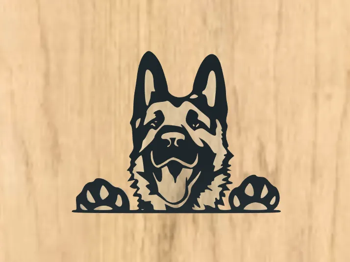 Detailed German Shepard Head Wall Art
