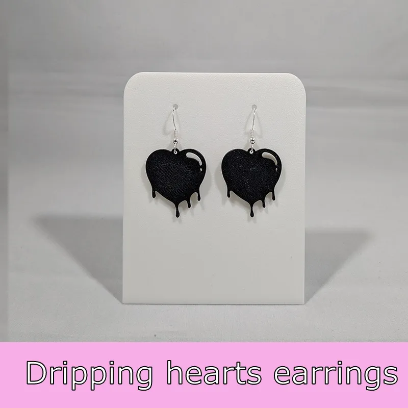 Dripping heart earrings view 2