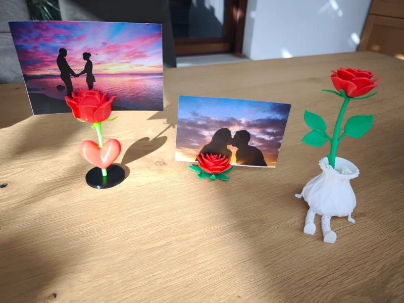 Rose mit Herz als Fotoständer Valentinstag