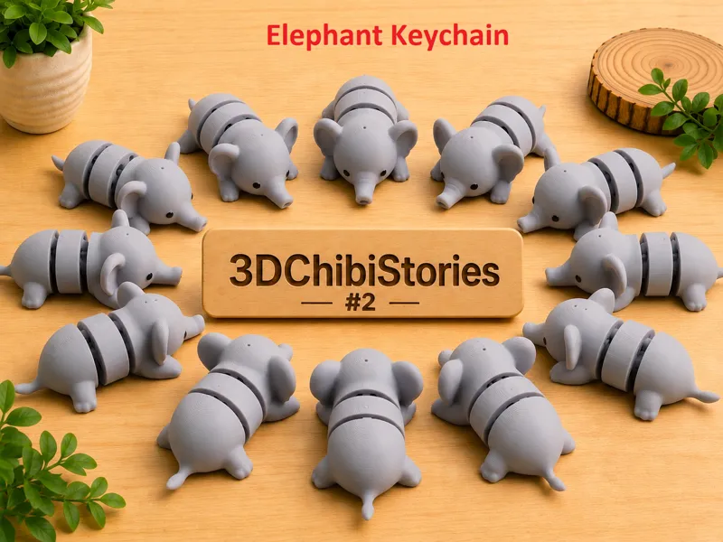 Cute Flexi Elephant Keychain | No Support