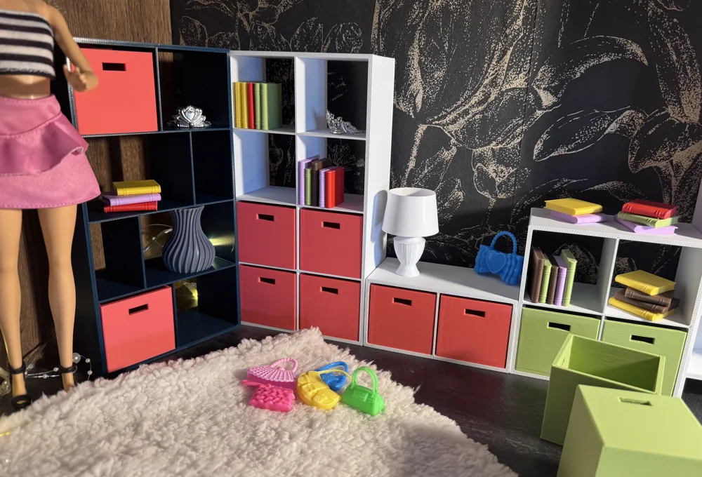 Ikea Kallax Shelf For Barbie Dollhouse Free 3D Print Model MakerWorld ikea-kallax-shelf-for-barbie-dollhouse-free-3d-print-model-makerworld