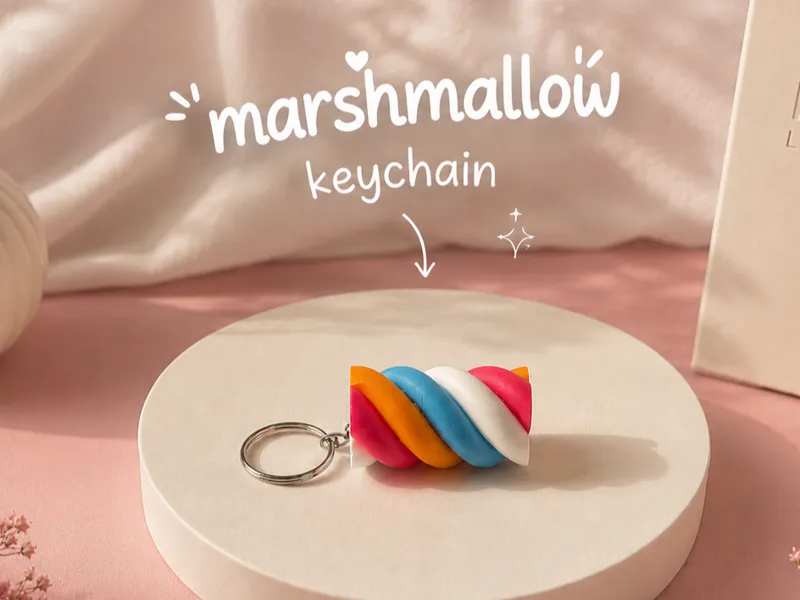 Colorful Marshmallow Spiral Keychain Charm