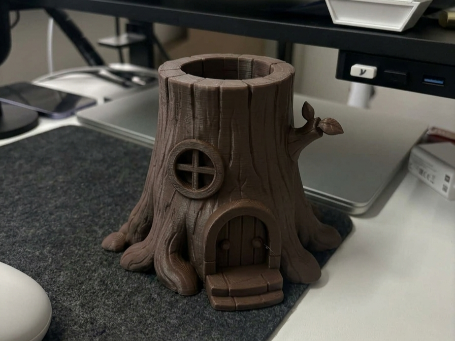 Cozy Tree Stump Planter | Fairy House Desk Decor
