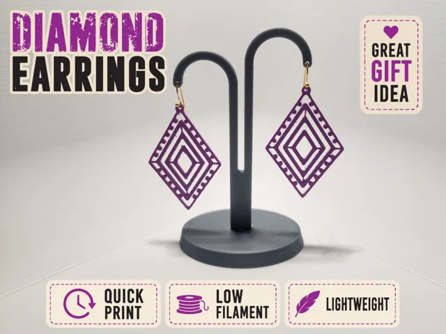 Geometric Diamond Drop Earrings