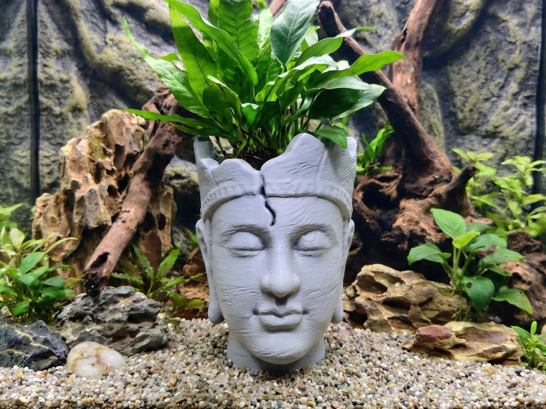 Aquarium Terrarium Cracked Head Decor Planter Pot