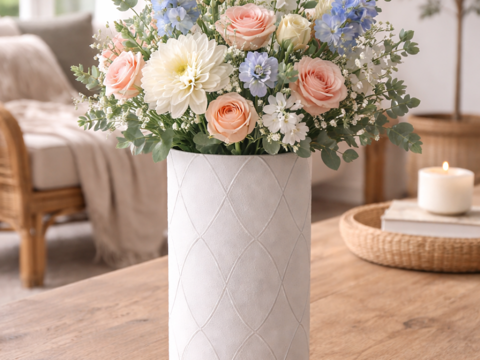 Moderne gerade Vase mit Struktur